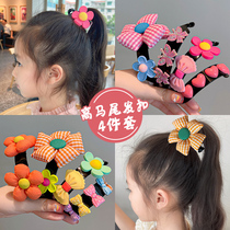 Horsetail Buckle Female Child Summer High Ponytail Fixed God Instrumental Little Girl Cute Flower Grip Clip Hairpin Clip Head Accessories