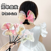 Childrens disc hairdresser butterfly knot hair adorned with flower buds head headhead decoration little girl choreography theorizer disc hair rod without injury