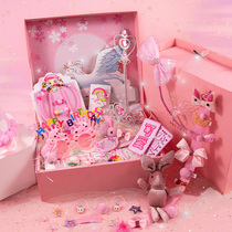 Childrens hair accessories set high-end gift box Princess birthday Childrens Day Childrens Day gift little girl leather band hairclip headgear