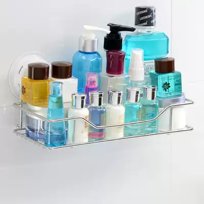 Jiabao suction cup toilet shelf Powder room bathroom cosmetics shelf Kitchen stainless steel storage shelf Hanging corner rack