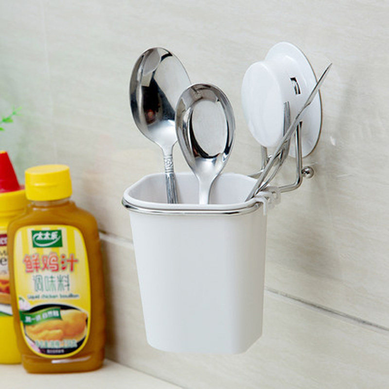 Wall-mounted chopsticks cage tableware storage rack spoon drain rack Garbo sucker chopsticks tube chopsticks basket