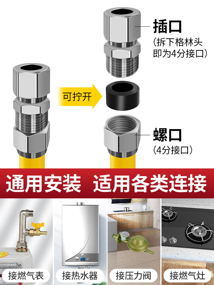 Natural Gas Pipe 304 Stainless Steel Gas Pipeline Special Metal Corrugated Pipe 3/4 Inch Gas Pipe Explosion-Proof Flexible Hose