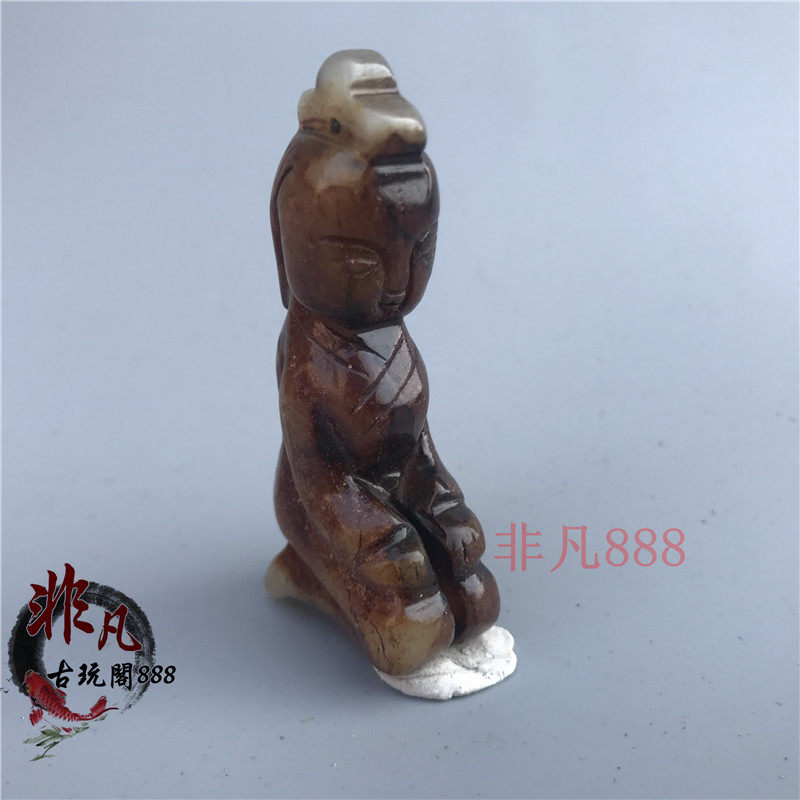 The Warring States Gao Ancient jade Old Xiu jade antique Yubi Yubi made the piece kneeling and meme antique as an old pendant old object collection