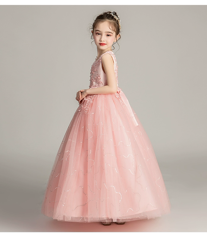 Trang phục ngày của trẻ em váy công chúa váy không tay kiểu nước ngoài Phụ nữ lớn trẻ em mùa xuân và mùa hè dài phồng - Váy trẻ em