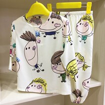 Tailor shop color childrens pajamas Baihui Fu cotton silk suit boys and girls girls home clothes air-conditioned clothing