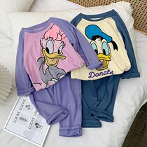 Childrens pajamas Spring and Autumn 3 Girls Parent-Child Home Clothes 5 Boys Family Three Long Sleeve Cartoon Pajamas Set