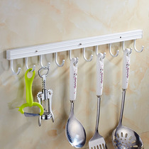 Space aluminum kitchen movable hook removable row hook kitchen utensil storage pendant no punching wall hanging spatula spoon hook