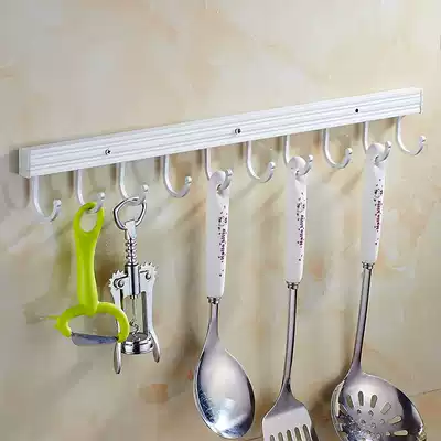 Space aluminum kitchen activity hook removable row hook Kitchenware storage pendant punch-free wall-mounted spatula spoon hook