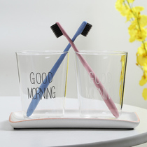 Nordic ins glass mouthwash cup Transparent household wash toothbrush cup Simple couple tooth cup Hotel brushing cup
