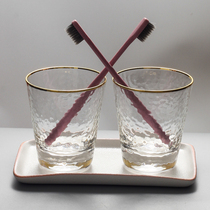 Hotel mouthwash cup Nordic Toothbrush cup set Couple creative brushing cup Simple household glass tooth cup ins