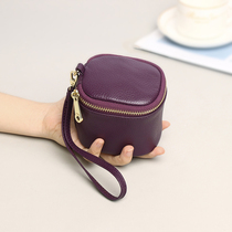 Genuine Leather Drum Head Layer Bull Leather Mini Hand Carrying Headphones Mouth Red Coin Superior Disc Containing cards Genuine Leather Women Zero Money Bag
