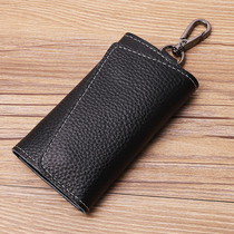 Leather simple waist key bag mens large capacity with card position cowhide multifunctional manual key bag female Universal