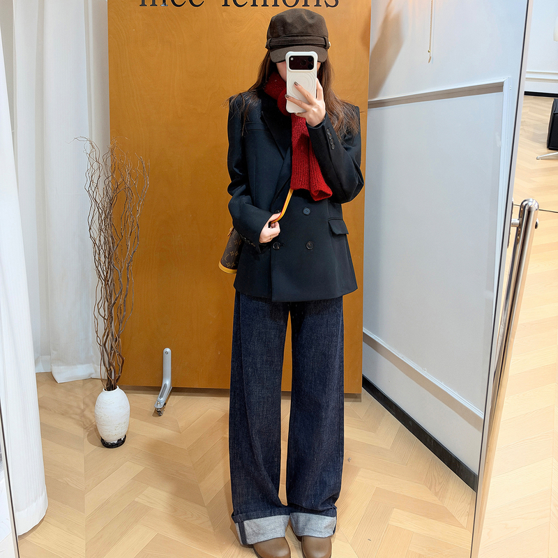 Mcc Lemons Fax Same Style Casual Suit Retro Structured Casual Buttoned Shoulder Pad Blazer for Women