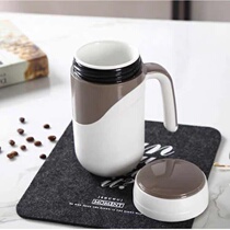  W Ceramic liner thermos cup with handle Office mug Thanksgiving gift Household high-value water cup