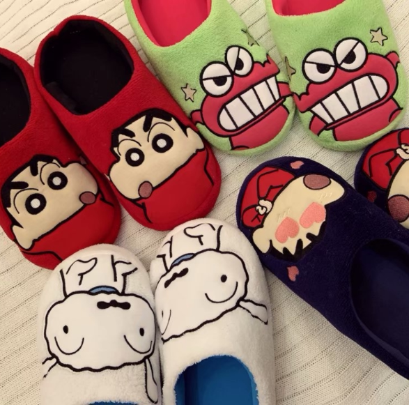 Cartoon Crayon Small New Series Home Floor Cotton Slippers Autumn winter men and women indoor thermal students slippers