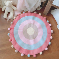 ins teen girl hearts round hair balls blooms large earth cushion children room crawl cushion home bedroom non-slip rug