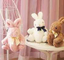 Soft Cute Teenage Girl Hearts Plush Rabbit Pearls Chain Slanted Satchel Hairy Rabbit Wallet Mobile Phone Bag