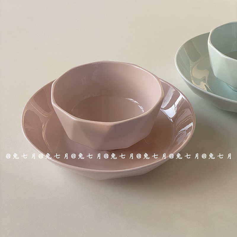 Rabbit July) Ins Minimun Cutlery Cutlery Pure Color Nordic Wind Drill Stone Bowl Panky Milk Oil Color Fruit Salad Meal Dish