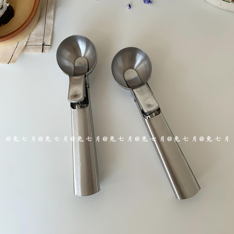 Rabbit July) Ins Wind Stainless Steel Dig Spoons Ice Cream Digger Fruit Digger Fruit Digging Tool To Dig Watermelon Round Spoon