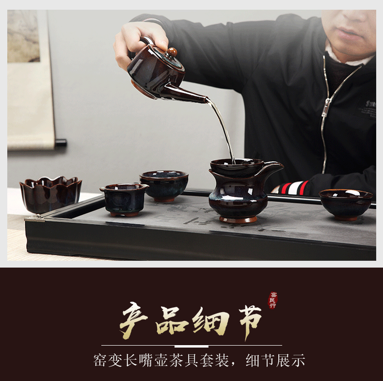 Ceramic kung fu tea set suit household jingdezhen up teapot teacup restoring ancient ways of a complete set of high - end gift box