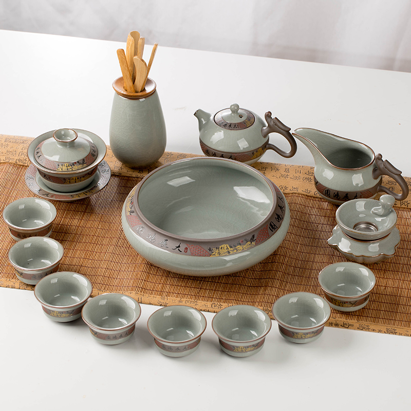 Kung fu tea set ice to crack the home office of jingdezhen ceramics glaze noggin teapot send gift box