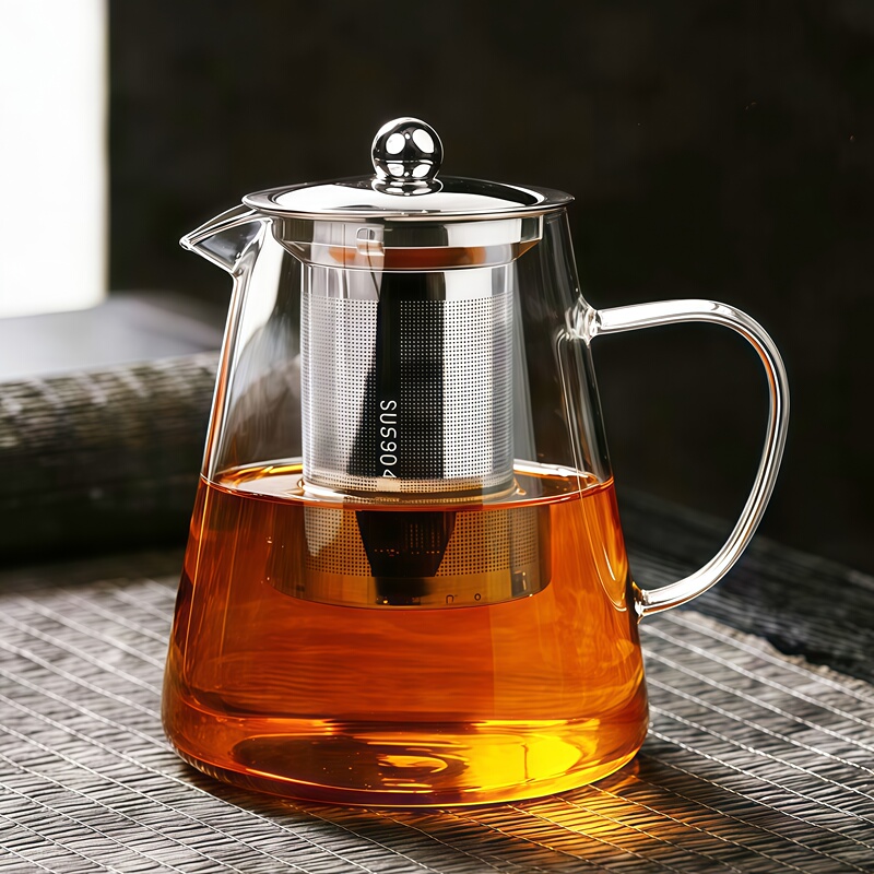 Explosion-Proof Genuine High Temperature Resistant Stainless Steel Glass Pot Direct Burning Heating Glass Pot Elegant Cup Teapot Tea Set Explosion-Proof Genuine High Temperature Resistant Stainless Steel Glass Pot Direct Burning Heating Glass Pot Elegant Cup Teapot Tea Set