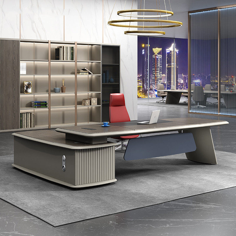 Boss Table President Table Simple Modern Manager Office Furniture Large Banquet Atmospheric Light Desk and Chair Combination
