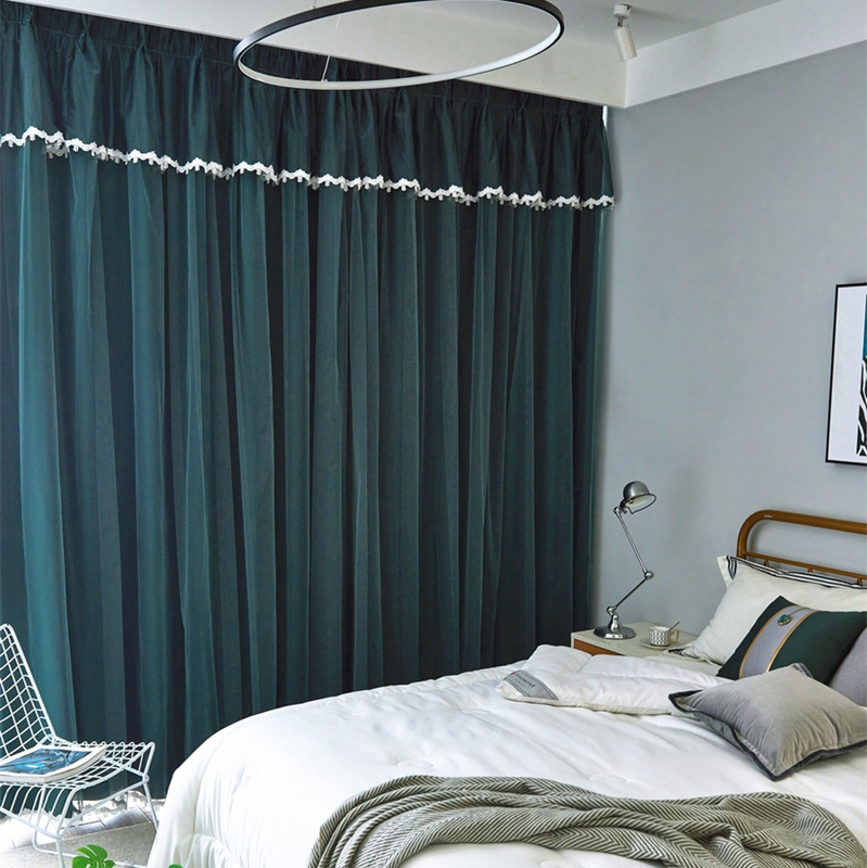 Curtains 2022 New Dark Green Simple Double-Layer Cloth Gauze Integrated Living Room Bedroom Bay Window Sunshade Sun Protection and Heat Insulation Curtains 2022 New Dark Green Simple Double-Layer Cloth Gauze Integrated Living Room Bedroom Bay Window Sunshade Sun Protection and Heat Insulation
