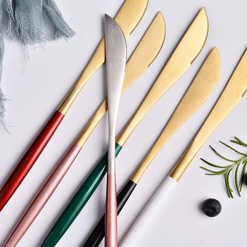 Stainless steel steak knife long handle household adult western tableware creative cute Nordic ins light luxury single table knife