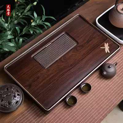 Natural ebony tea tray Solid wood tea table Household drainage simple Kung Fu tea tray size office tea sea