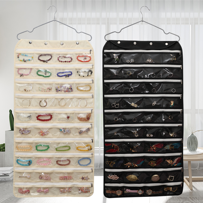 Jewelry Bag for Hanging Behind the Door, Storage Hanging Organizer for Jewelry and Collectibles, Anti-Oxidation Storage Bag, Double-Sided Transparent Storage Solution