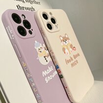 Side cartoon dog iPhone13 phone case soft apple 12Promax for XR silicone X All-inclusive 7 8Plus