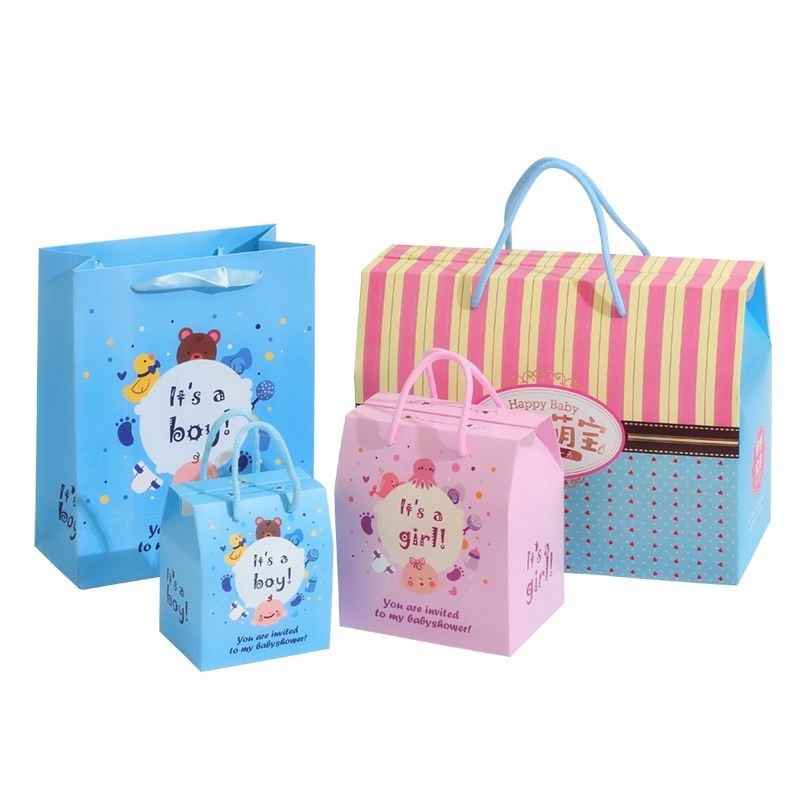 Cartoon Gift Full Moon Birthday Back Gift Box Portable Gift Bag Packaging Small Paper Box Square Creative Great Gift Bag