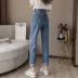 Mùa xuân và mùa hè năm 2020 ánh sáng màu xanh còng quần thẳng nữ chín điểm cao eo quần jeans nữ hoang dã là mỏng và cao - Quần jean