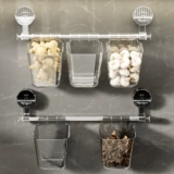 Кухонный крючок на присоске, подставка для хранения без дырокола, подставка для ложек и лопаток, многофункциональная подвесная корзина для хранения лука, имбиря и чеснока.