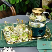 Afternoon tea Tea set Flower tea pot Glass heat-resistant candle heating tea Japanese flower tea Tea set Fruit teapot set