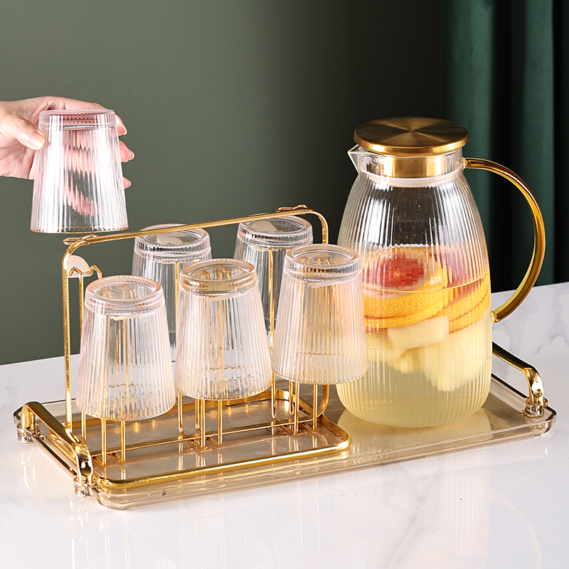 Light luxury water cup tea set home living room tea cup kettle set hospitality drinking cup glass glass family pack