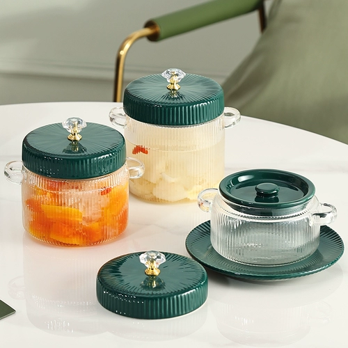 Легкий роскошный керамический тушеной горшок с тушеной дома с одним человеком с тушеной чашкой для суповой чашки и банкой Внутреннего желчного пузыря гнездо.