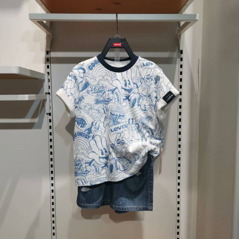 Levi's Kidsren's Short-Sleeved/Lv2532302 Half-Sleeved Shirt 25 Summer and Autumn New Round Neck Cartoon All-Over Printed T-Shirt Levi's Kidsren's Short-Sleeved/Lv2532302 Half-Sleeved Shirt 25 Summer and Autumn New Round Neck Cartoon All-Over Printed T-Shirt