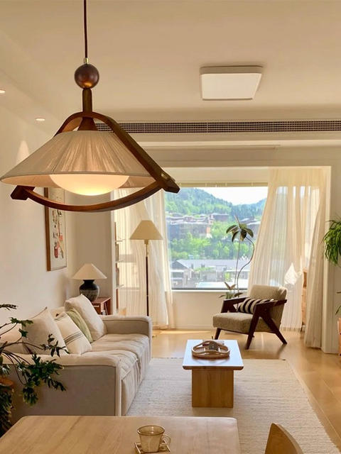 Medieval-Style Swing Restaurant Chandelier, Retro Wood Art Dining Table Bar Lamp, American Retro Creative Personality Bedroom Lighting Fixtures