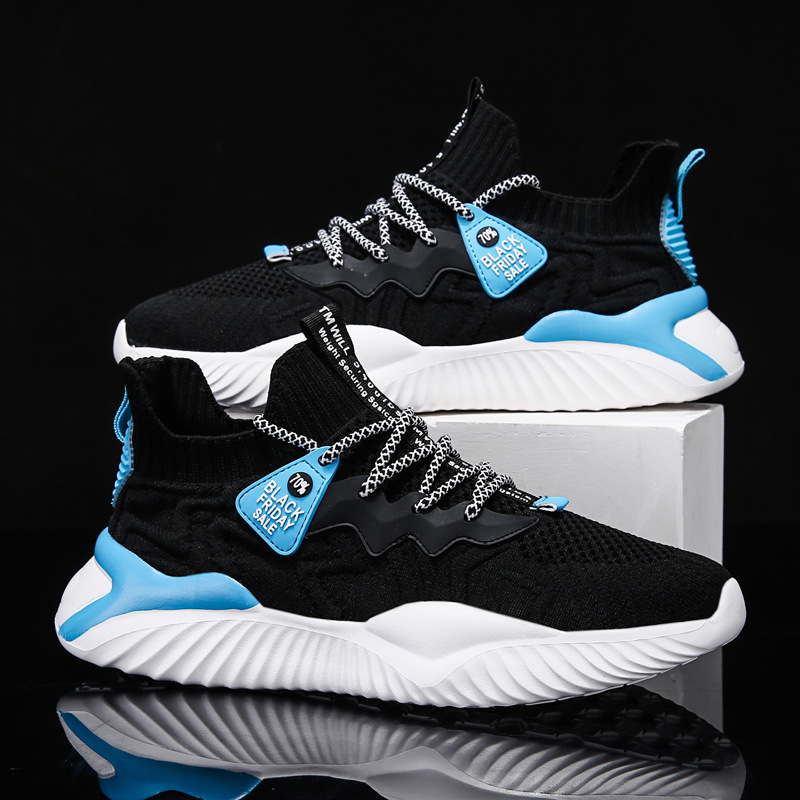 Ism167-006 BlackMen's Shoes 2021 new pattern spring trend Versatile Flying weaving Mesh surface ventilation motion leisure time walking shoes Fashion shoes summer