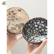 Natural handmade shell coconut bowl entrance key jewelry storage bowl coconut shell bowl Nanyang home decoration ornaments