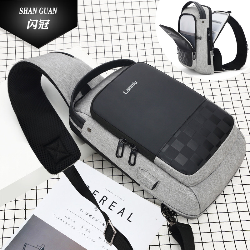 Chest Bag Men's Slanted Satchel Bag Casual Multifunction Male Bag Tide Cards Fashion Trends Men Cross Pack Students Single Shoulder Bag