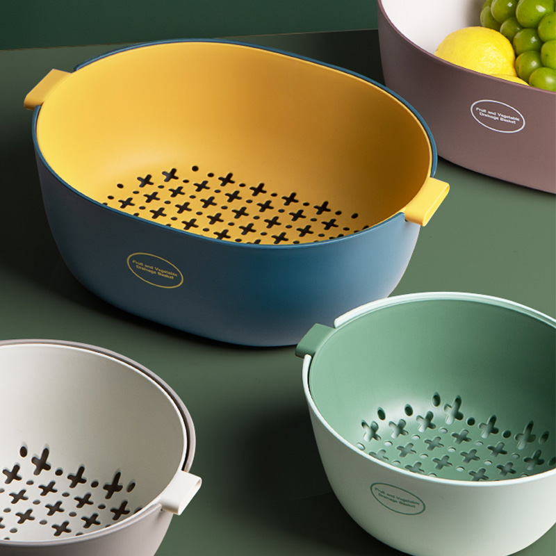 Half room double glazing basin drain water basket net red fruit living room basket home kitchen plastic vegetable basket fruit and vegetable dish