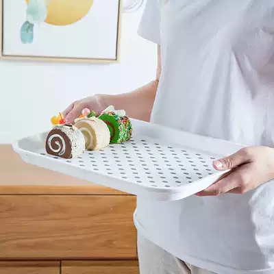 White thick non-slip tray resistant to drop-resistant plastic rectangular household dining tea tray dinner plate ABS plastic dumplings