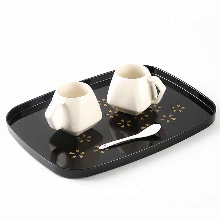Home Rectangular Water Cup Depan Tea Tray Day Style Plastic Melamine Tea Water Tray Hotel Room Oval