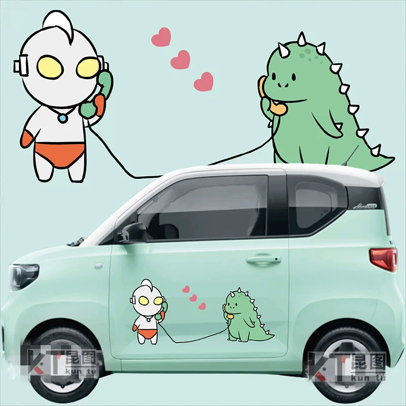 đề can dán xe ô tô Nhãn dán xe ô tô Wuling Hongguang miniev trang trí khủng long nhỏ dễ thương Leviathan Chery nhãn dán xe kem tem xe ô tô thể thao tem dán kính lái ô tô 