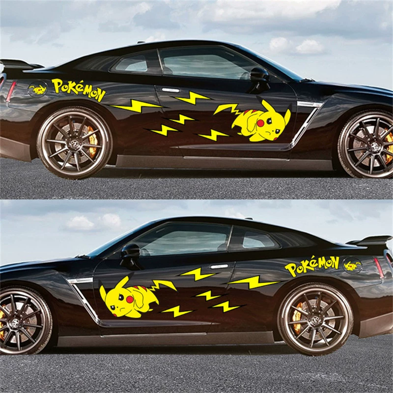 Pikachu dán xe ô tô dán phim hoạt hình dễ thương cửa xe chống trầy xước bao phủ cơ thể miếng dán sáng tạo cá tính dán xe dán nóc xe ô tô 