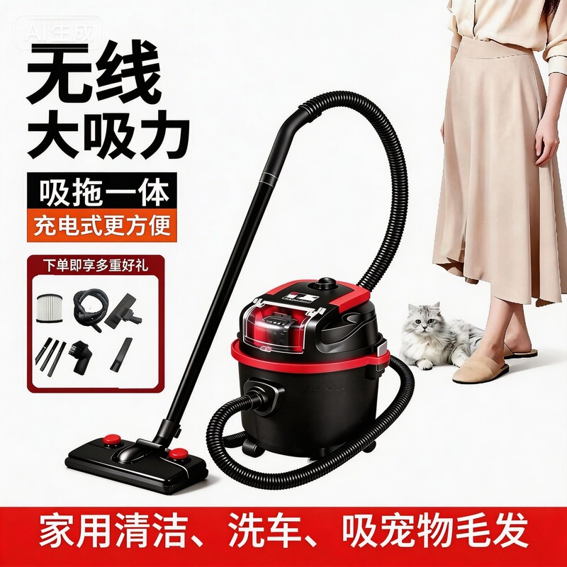 Wireless Lithium Battery Vacuum Cleaner, Wet and Dry Use, Portable High-Power Household Car Wash Handheld Cat Hair Cleaner Wireless Lithium Battery Vacuum Cleaner, Wet and Dry Use, Portable High-Power Household Car Wash Handheld Cat Hair Cleaner