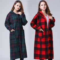 Winter warm extended cotton gown female adult plus velvet thickened overalls coat is wearing adult winter